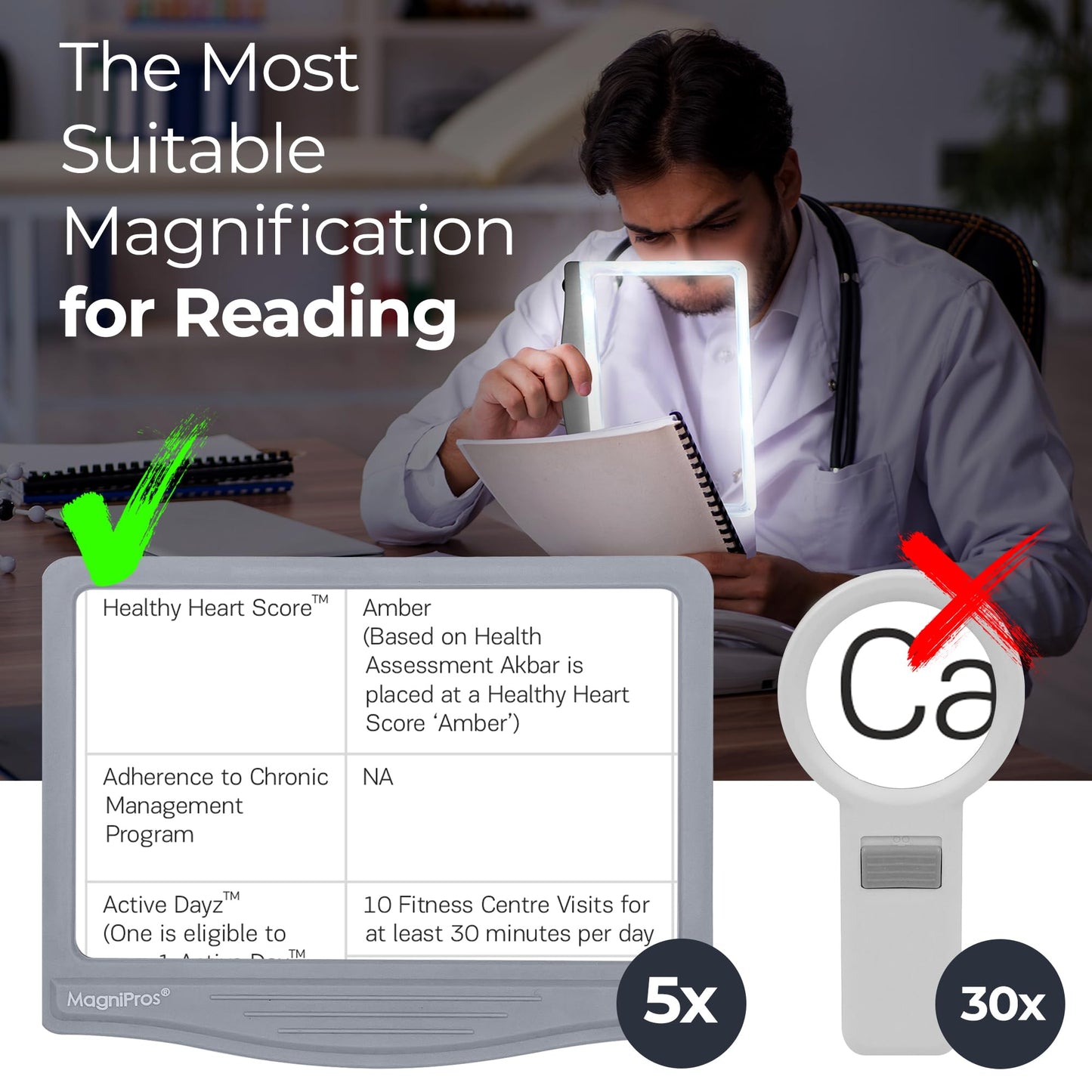 LED Page Magnifier (5X) with Stand