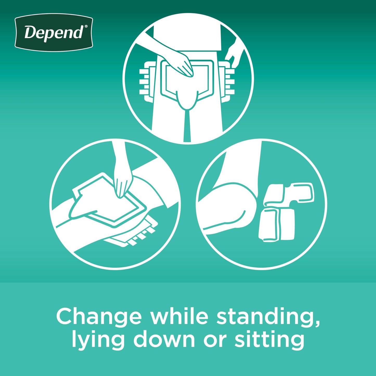 Depend Incontinence Protection with Tabs, Unisex, Small/Medium (19–34" Waist, Up To 170 lbs), Maximum Absorbency, 60 Count (3 Packs of 20)