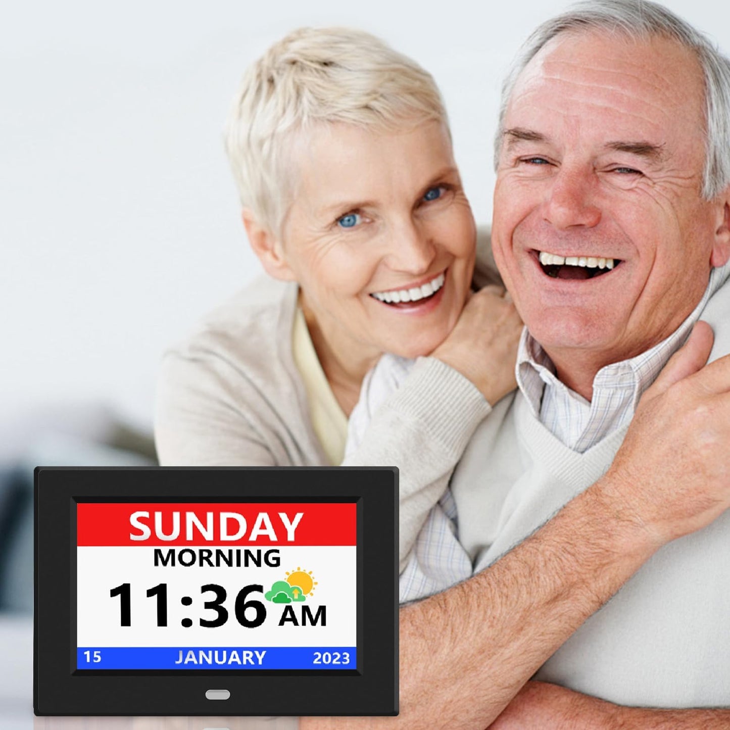 LXBYJKJ 7 Inch Digital Clock with Day and Date for Elderly Alzheimer's Dementia Clock Customizable Alarms and Medicine Reminders 3 Display Modes Large Font Digital Alarm Clock for Seniors Black