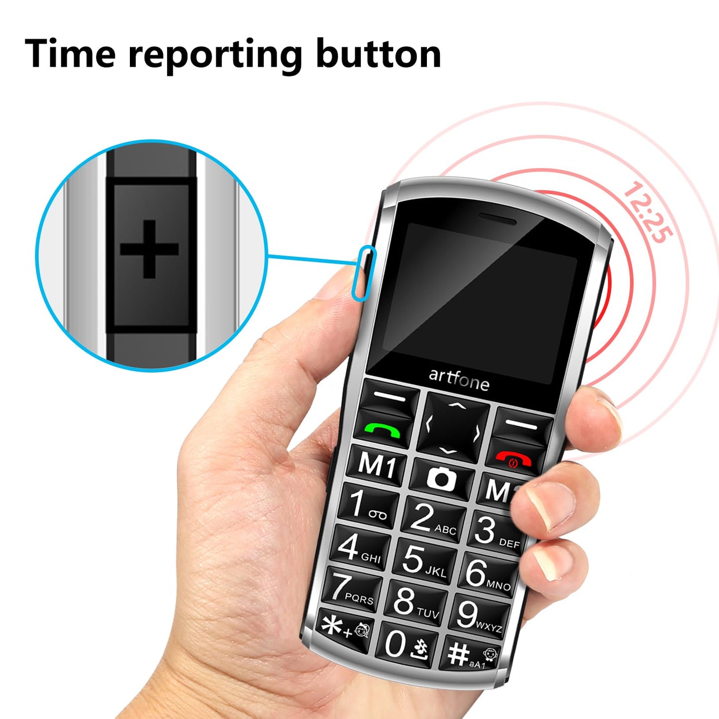 artfone 4G Volte Big Button Cell Phone Unlocked for Seniors, Senior Cell Phone for Elderly & Kids with SOS Button, 2MP Camera, 2.4" Display, Loud Speaker, Charging Dock,1800mAh - Silver