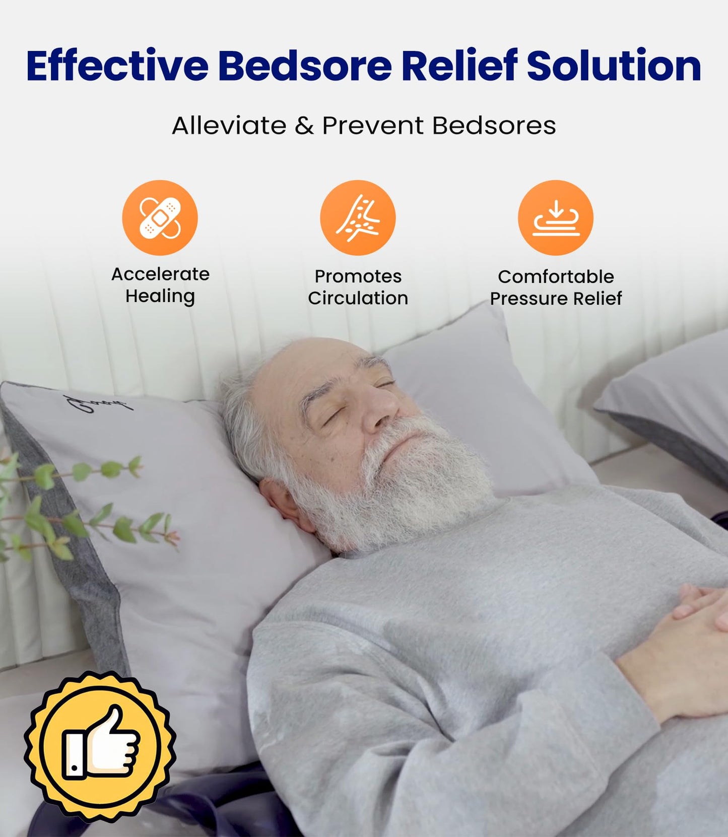 VOCIC Alternating Air Pressure Mattress Pad, Bed Sore Prevention Solution Mattress Topper with 6-Setting Pump, Waterproof Pressure Ulcer Cushion Pad for Hospital Beds and Home (S12VA, Blue)
