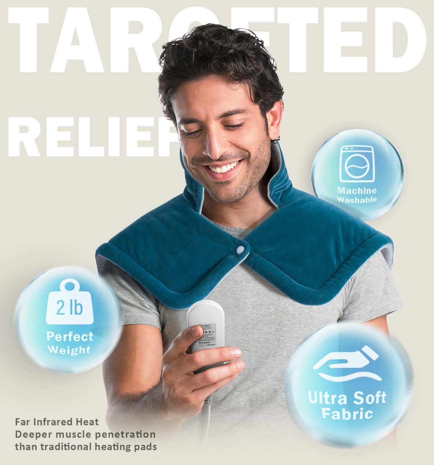 Heating Pad for Neck and Shoulder, 2lb Weighted Neck Heating Pad for Pain Relief, Valentines Day Birthday Christmas Gifts for Women Men Mom Dad, Mothers Day Gifts, 6 Heat Settings Auto-Off Home Office