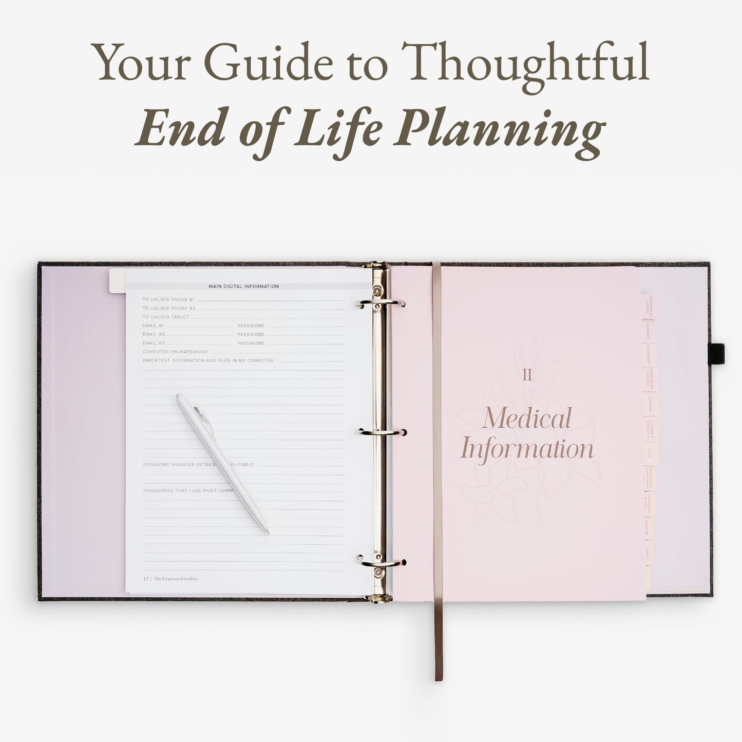 End-of-Life Planner: Gracious Goodbye โ Elegant Life Organizer for Final Wishes, Estate Planning, and Important Documents โFamily Emergency Documents