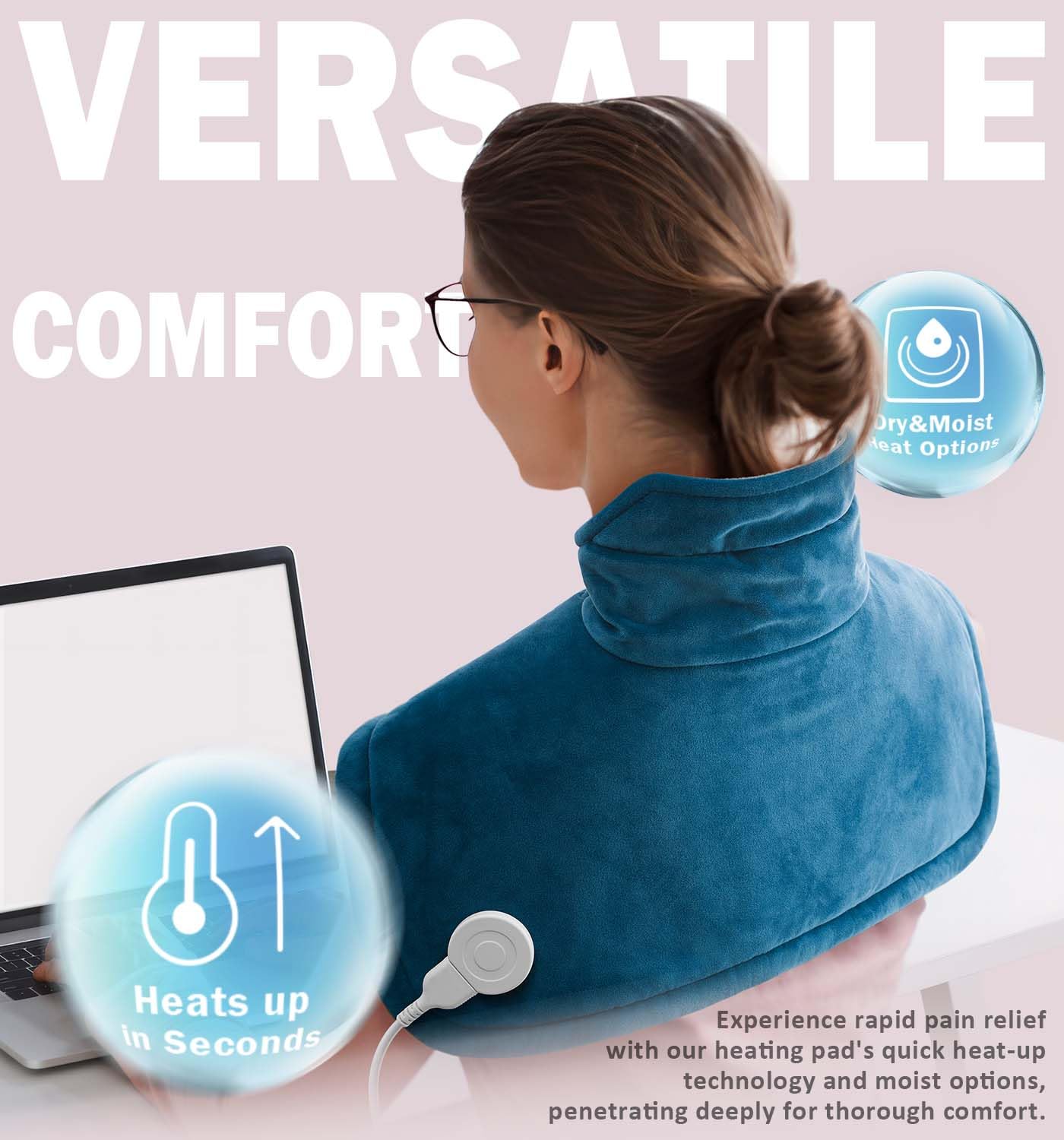 Heating Pad for Neck and Shoulder, 2lb Weighted Neck Heating Pad for Pain Relief, Valentines Day Birthday Christmas Gifts for Women Men Mom Dad, Mothers Day Gifts, 6 Heat Settings Auto-Off Home Office