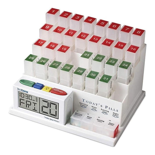 Monthly Pill Organizer System 4 Times a Day, with Talking Alarm Reminding System
