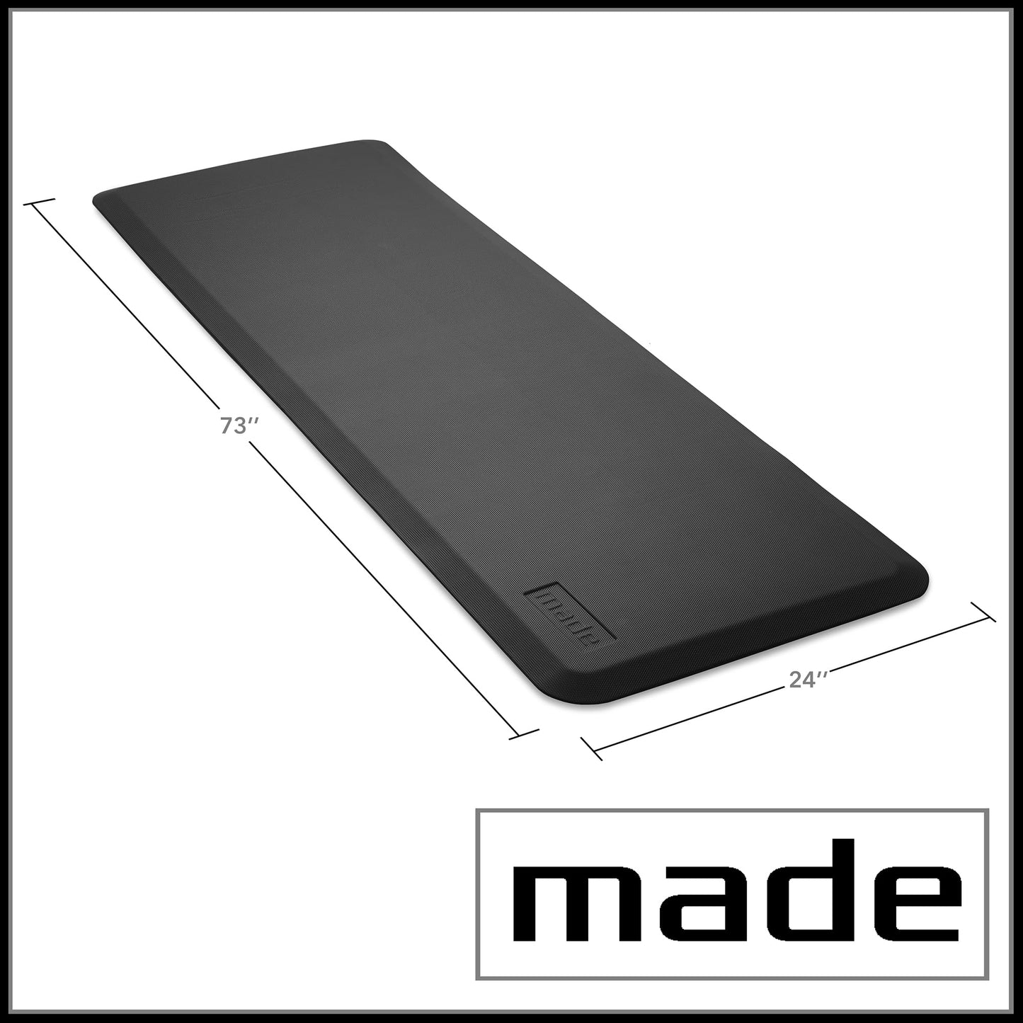 Made Medical 73" x 24" Bedside Non-Slip Fall Mat for Elderly - Fall Prevention Anti-Skid Pad with Beveled Edge Anti-Fatigue Floor Mat, Black