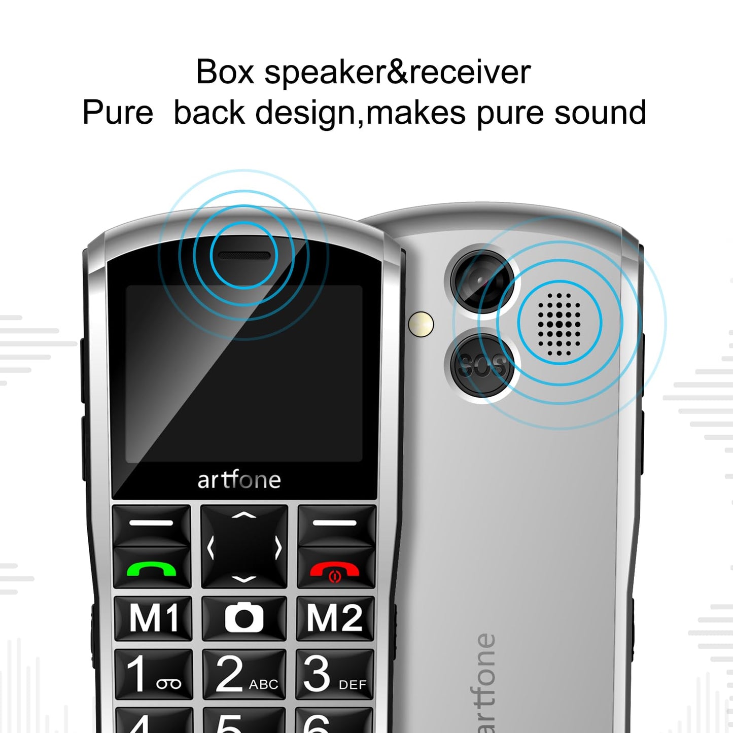 artfone 4G Volte Big Button Cell Phone Unlocked for Seniors, Senior Cell Phone for Elderly & Kids with SOS Button, 2MP Camera, 2.4" Display, Loud Speaker, Charging Dock,1800mAh - Silver