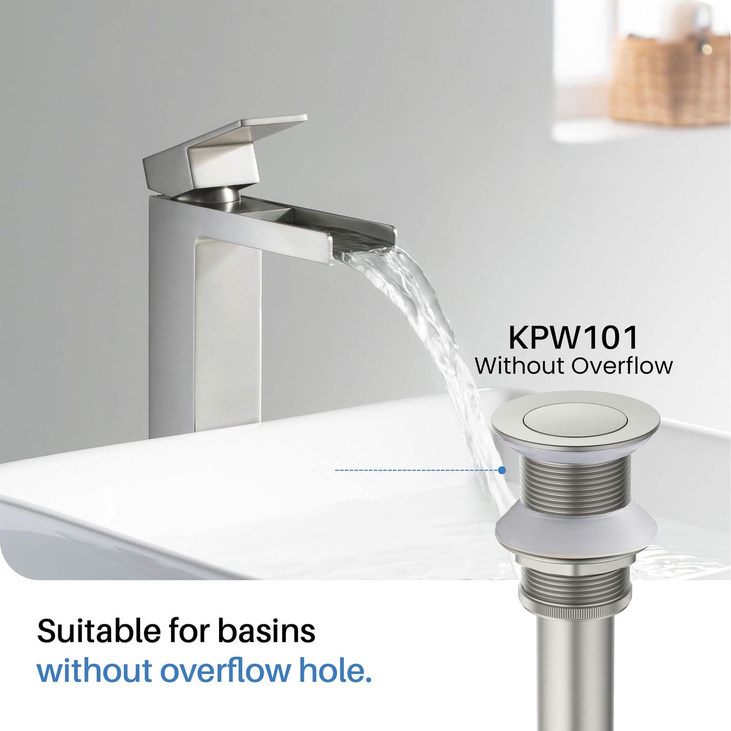 KIBI KBF1009 Solid Brass Single Handle Single Hole Circular Faucet for Bathroom Sink with Pop Up Drain | High Arc Faucet Spout Design | Corrosion and Rust Resistant | Brushed Nickel