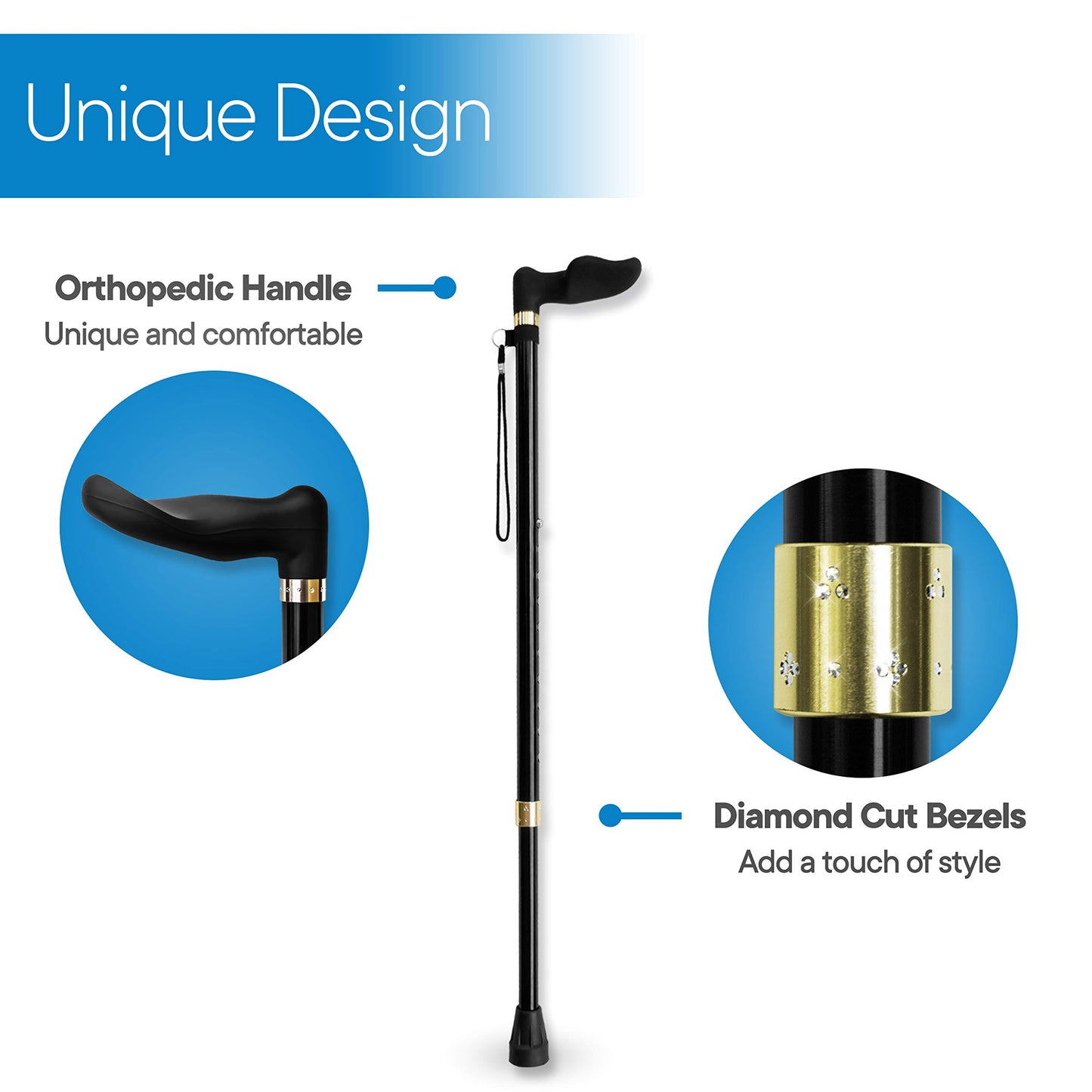 RMS Right Hand Walking Cane with Palm Grip Orthopedic Handle - Fit Individual's Palm Naturally - Ideal for Arthritis or Carpal Tunnel Syndrome