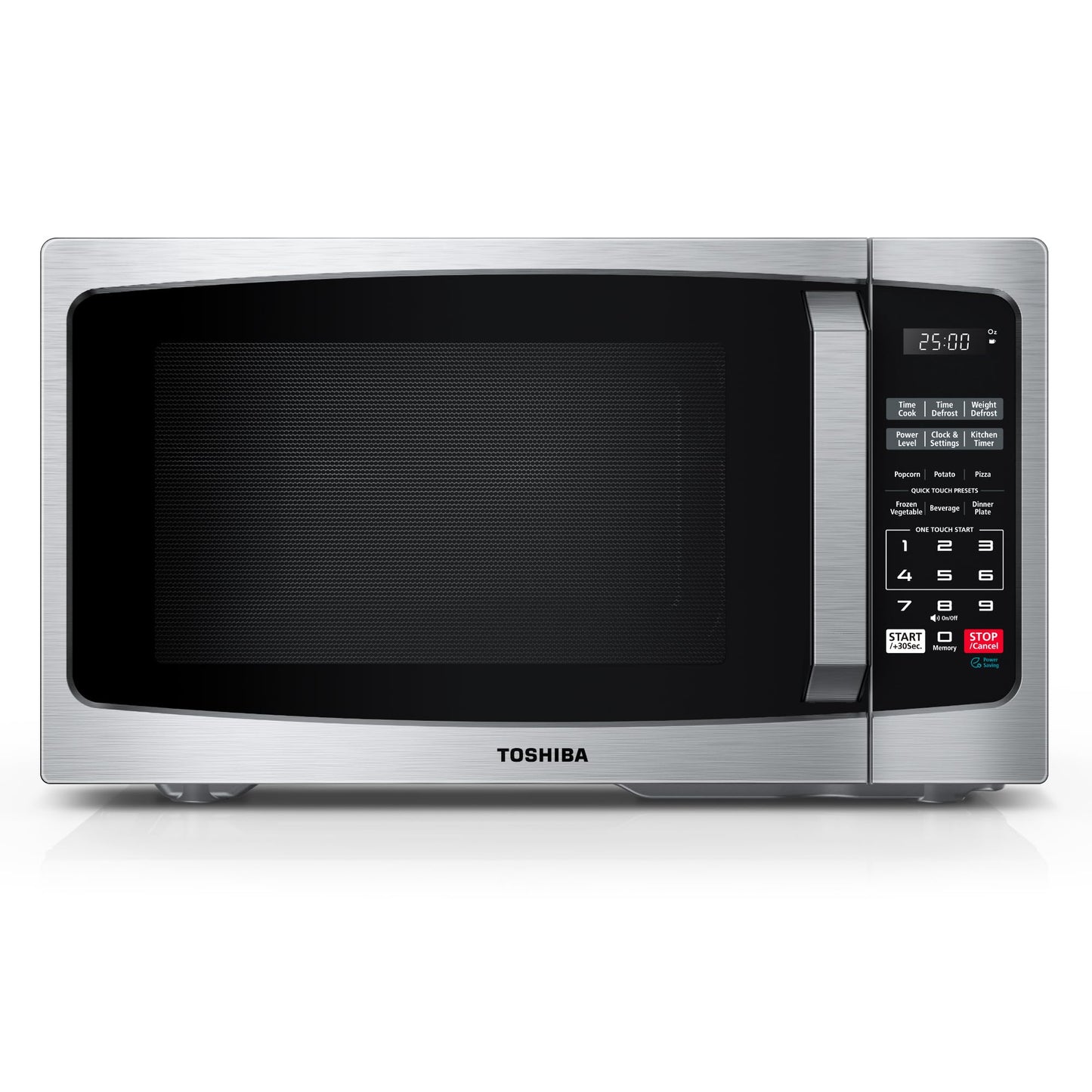 TOSHIBA ML-EM09PA(SS) Small Microwave Oven with 6 Auto Menus, Mute Function & Child Lock, LED Lighting, Perfect for Apartments & Dorms, 0.9 Cu Ft, 10.6 Inch Removable Turntable, 900W, Stainless Steel