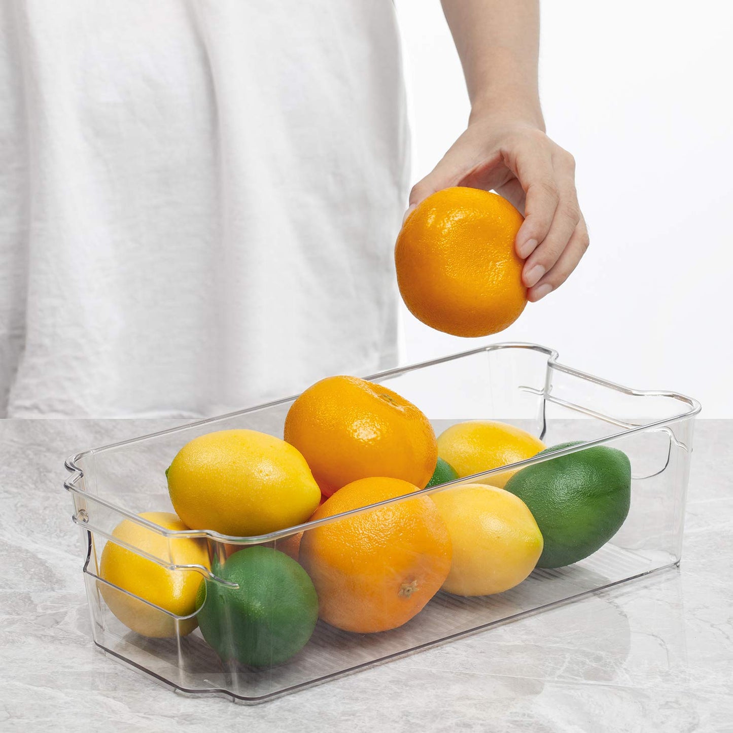 HOOJO Refrigerator Organizers and Storage - 8pcs Clear Plastic Bins For Fridge, Freezer, Kitchen Cabinet, Pantry Organization, BPA Free Fridge Organizer, 12.5" Long, Clear
