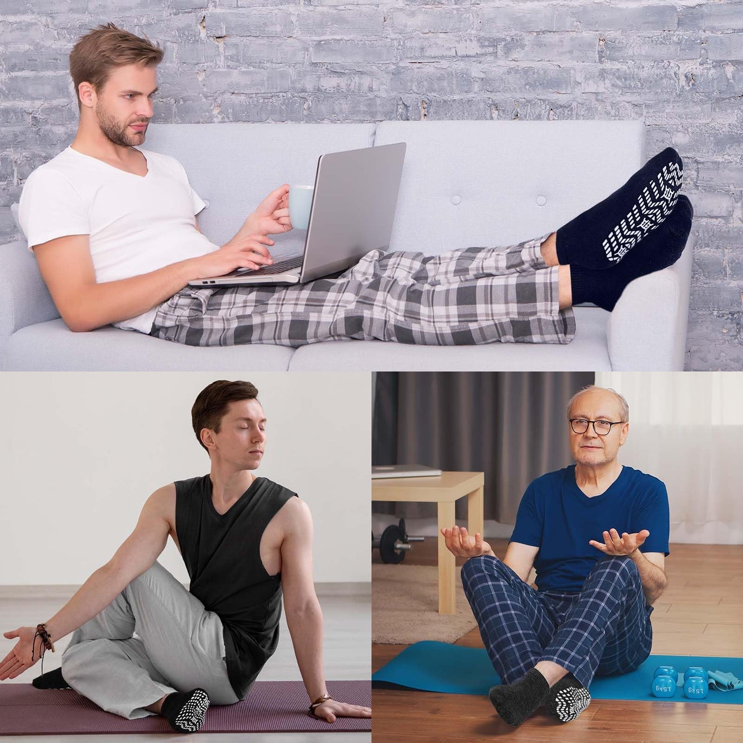 Non Slip Grip Socks for Men