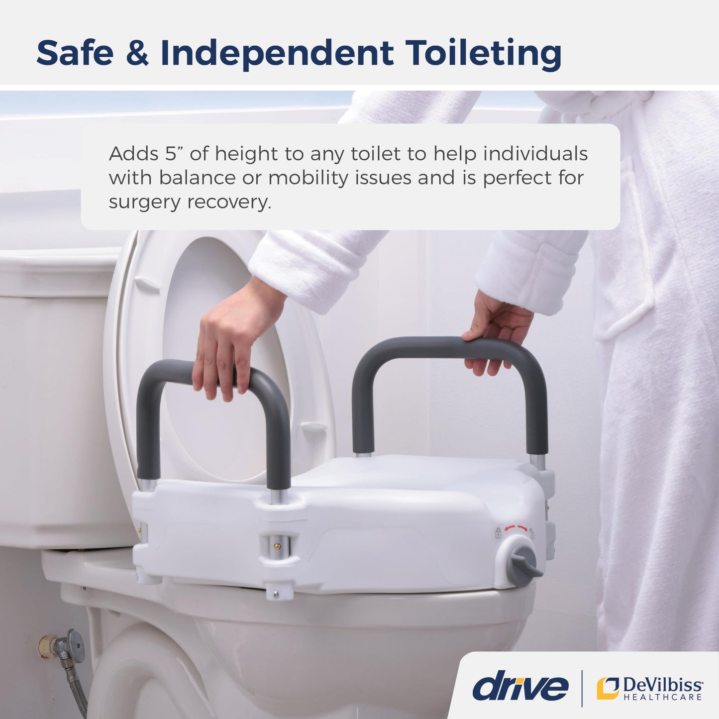 2-in-1 Raised Toilet Seat with Removable Padded Arms