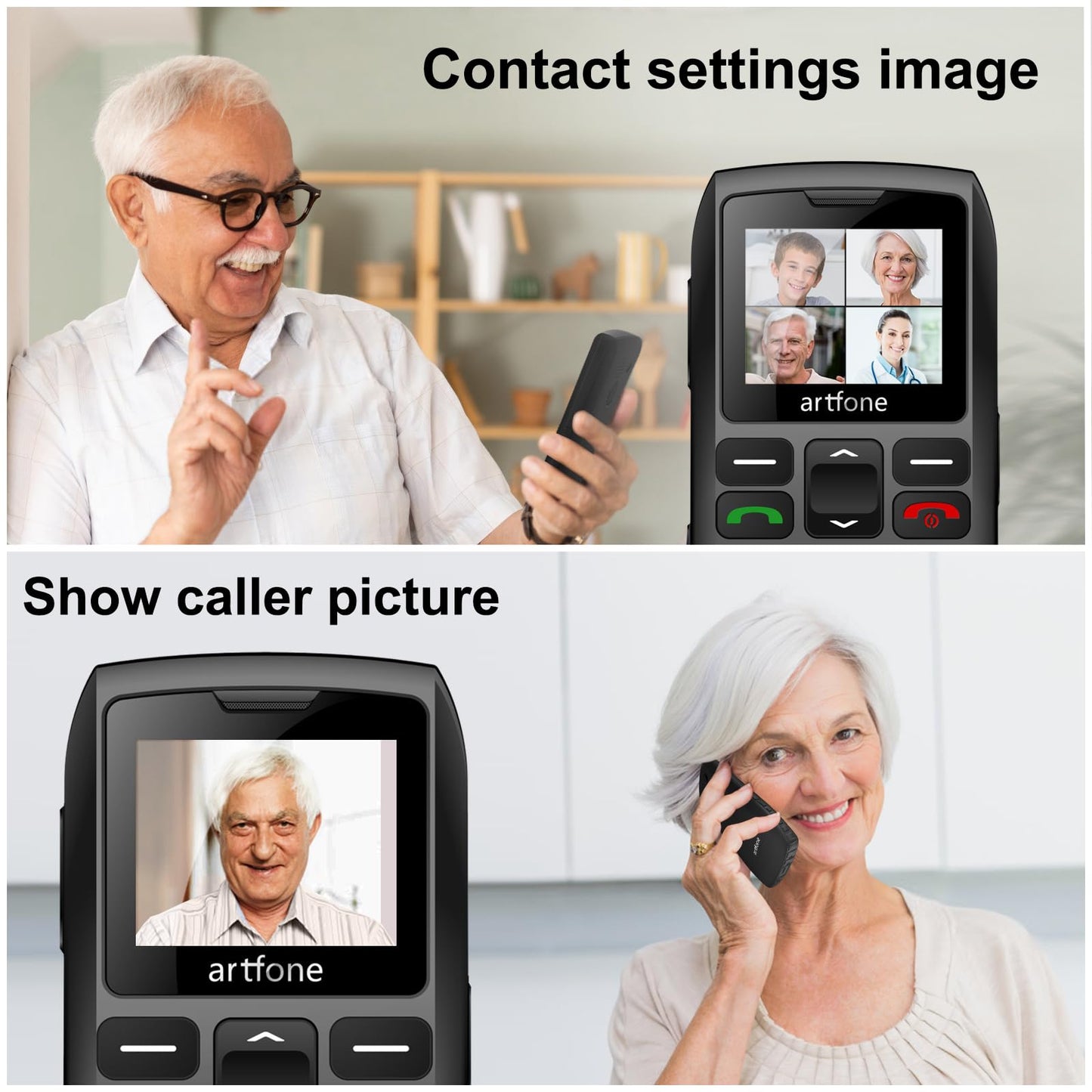 artfone C1+4G Big Button Cell Phone for Seniors丨Unlocked Phones with SOS Button丨1800mAh Battery丨Charging Dock丨Easy-to-Use Dumb Phone with Loud Volume丨Time Reporting丨Speed Dial丨USB-C, Nano SIM - Black