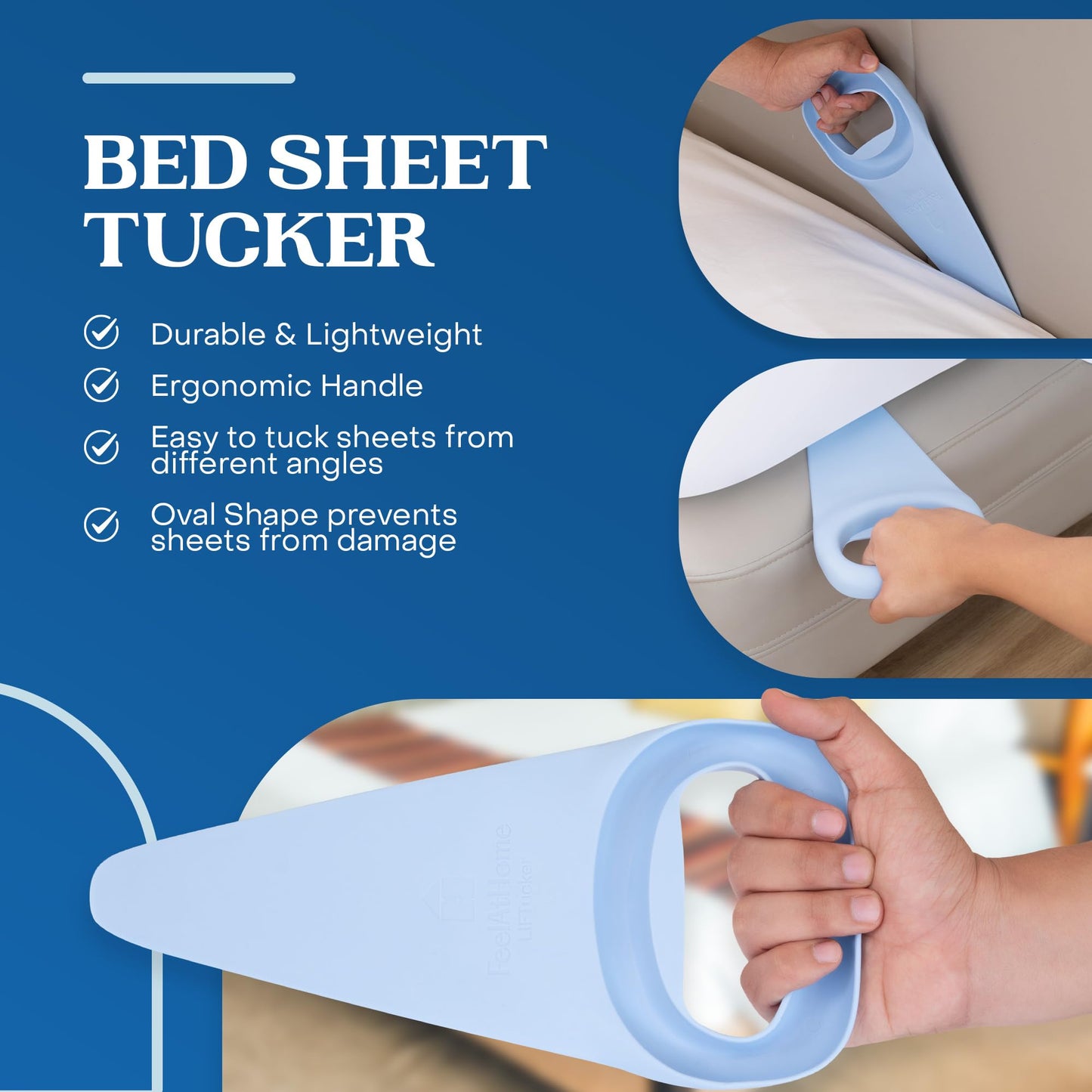 FeelAtHome Bed LIFTucker - 2in1 Bed Maker - Mattress Lifter & Bed Sheet Tucker Tool - Lift & Hold The Mattress While Changing Sheets - Tucks Fitted & Flat Bed Sheets - Bed Tucker Tool - Bed Lifter