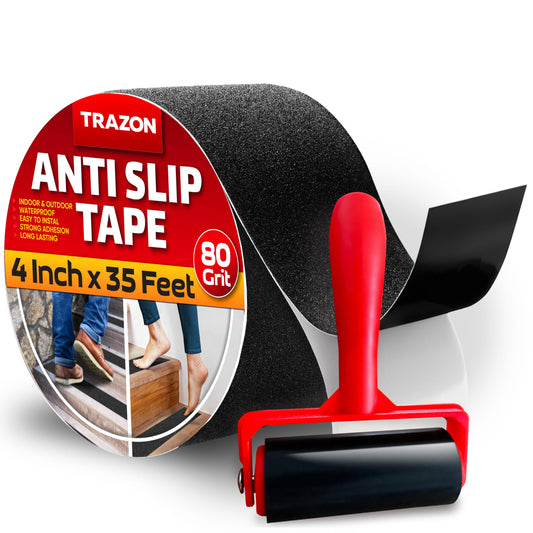 Grip Tape - Heavy Duty Anti Slip Tape for Stairs Outdoor/Indoor Waterproof 4Inch x 35Ft Safety Non Skid Roll Black