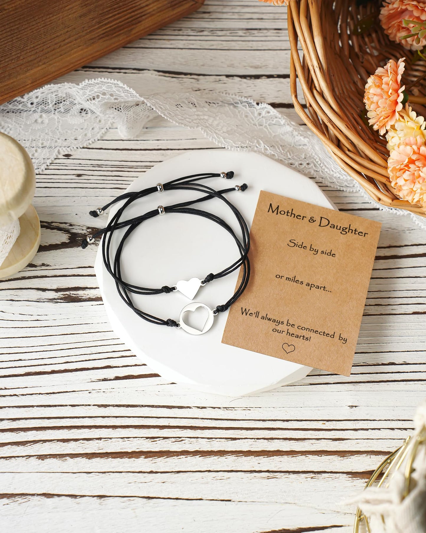 MANVEN Mothers Day Jewelry Gifts for Mom Daughter Mother Daugther Bracelets Birthday Gifts for Mom Matching Heart Bracelet