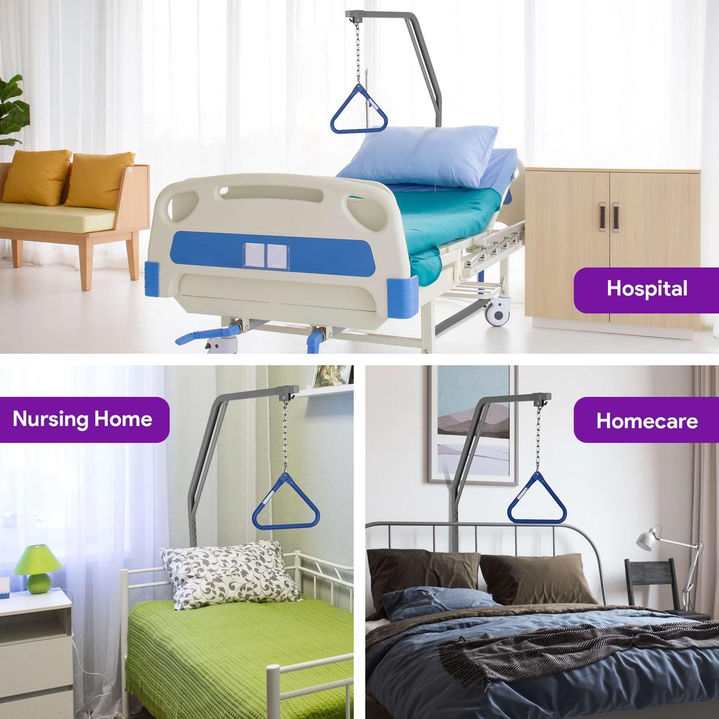 Medical Trapeze Bar for Bed Mobility - Standard Trapeze Bar Set with 250 lb. Weight Capacity - Bed Pull Up Assist for Elderly and Bedridden Patients