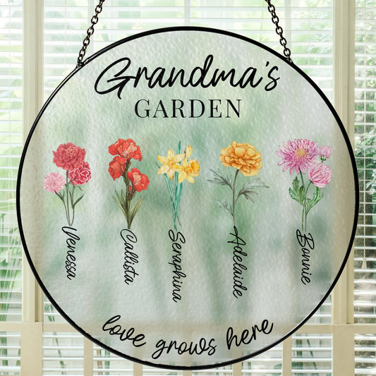 Personalized for Grandma - Birth Month Flower Window Hanging Suncatcher