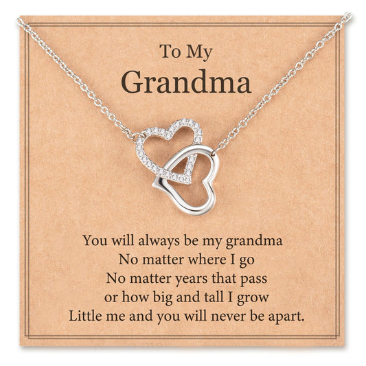 Gifts for Grandma Necklace Jewelry  Interlocking Heart Necklace