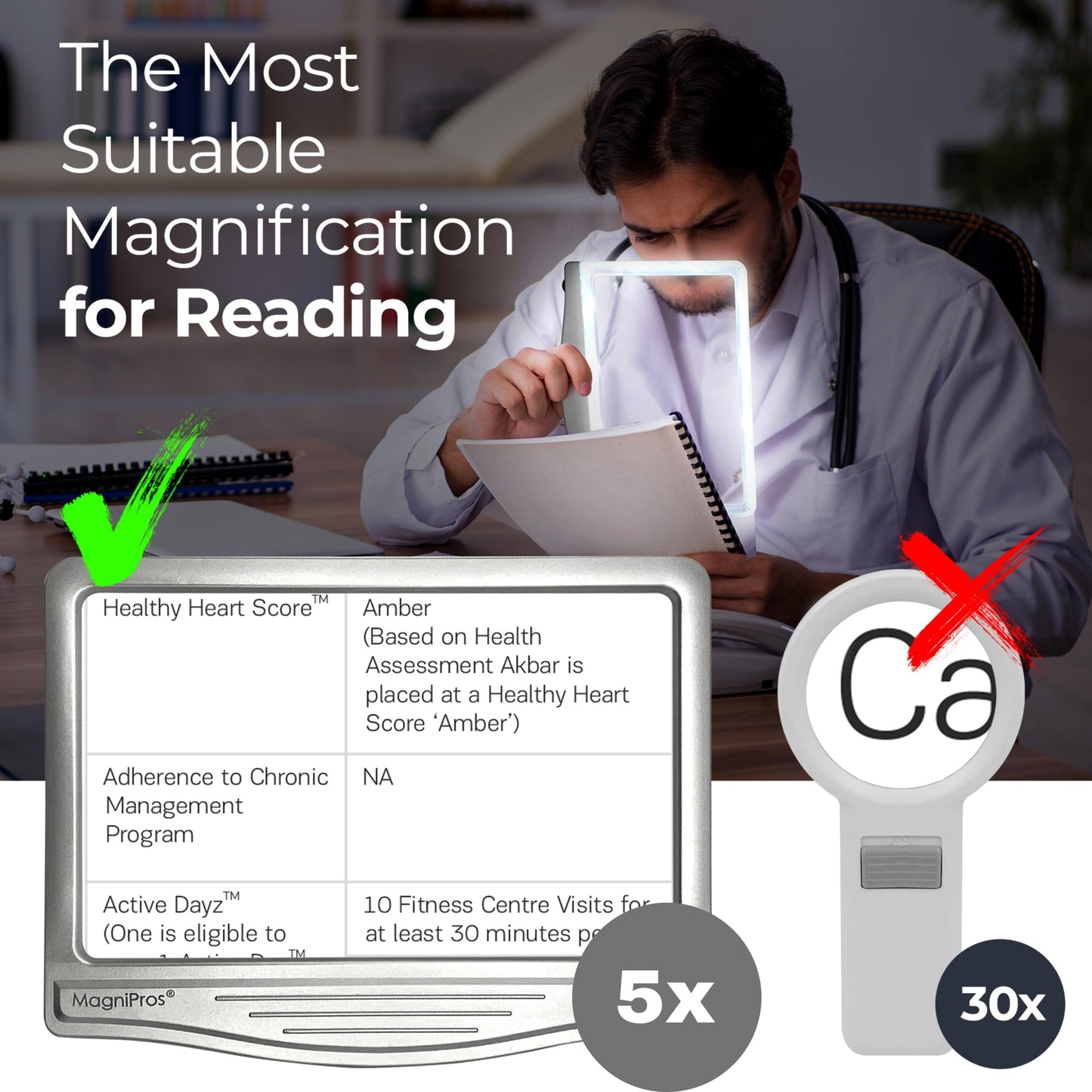 5X Large LED Page Magnifier for Reading with 3 Color Lighting Modes & Anti-Glare Lens