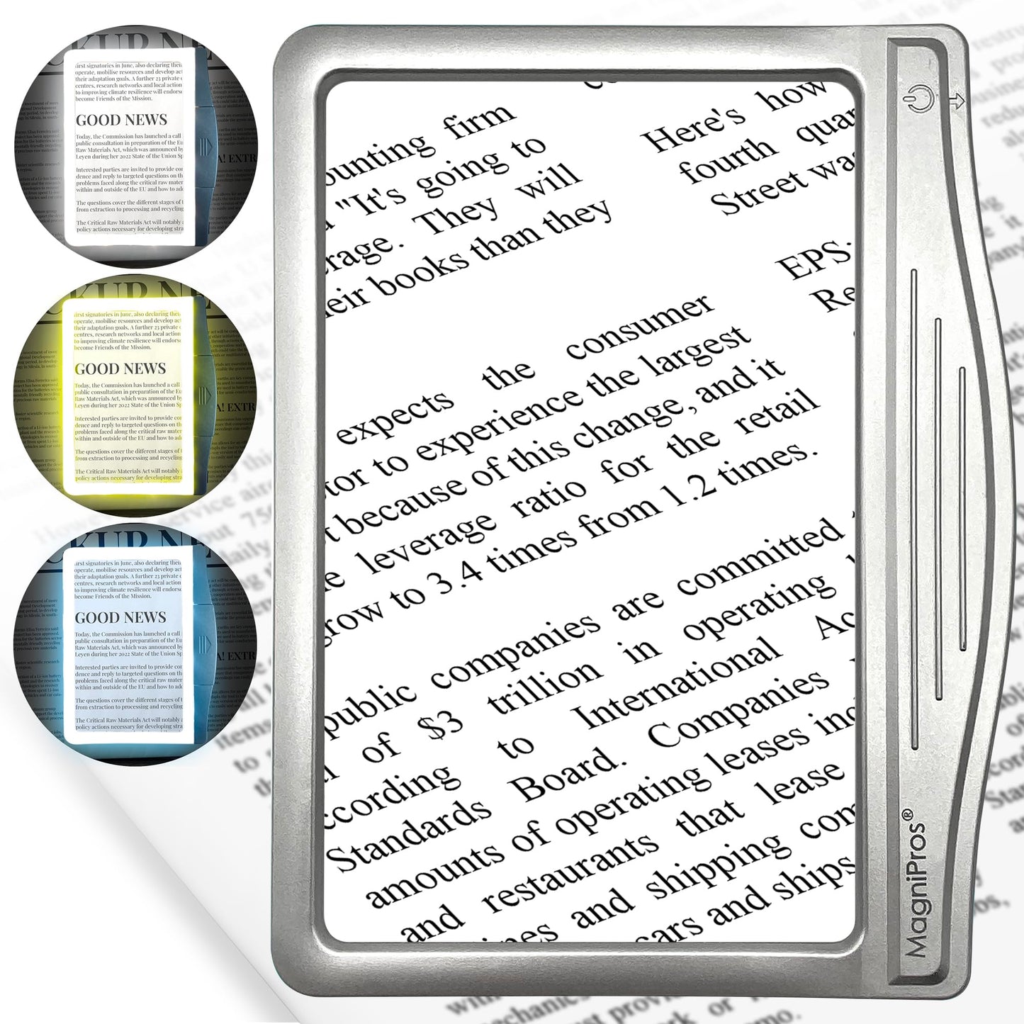 5X Large LED Page Magnifier for Reading with 3 Color Lighting Modes & Anti-Glare Lens