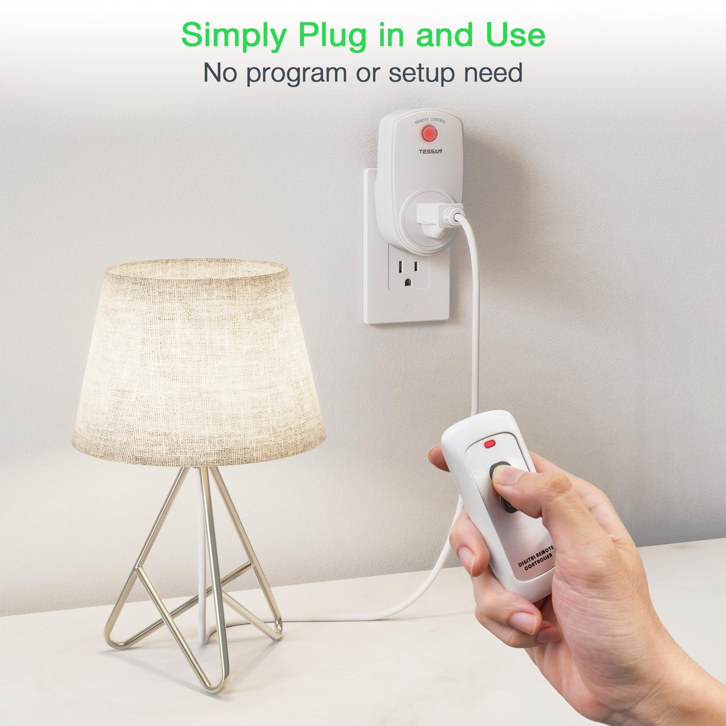 Remote Control Outlet, Wireless Electrical Plug Switch for Lights, Lamps, Fans