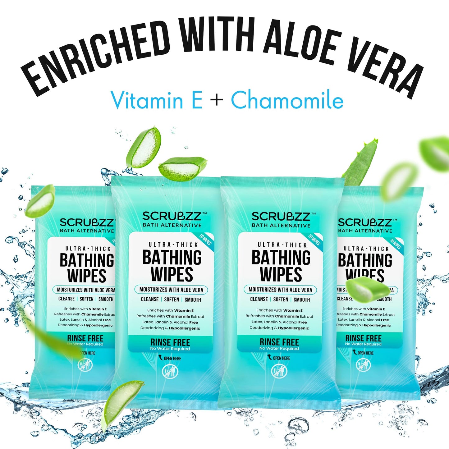 Extra Large Bath Wipes for Adults Bathing No Rinse - 80 Disposable Body Cleansing Wipes for Men, Women & Elderly - Great for Gym, Camping, Post Surgery - Shower Wipes