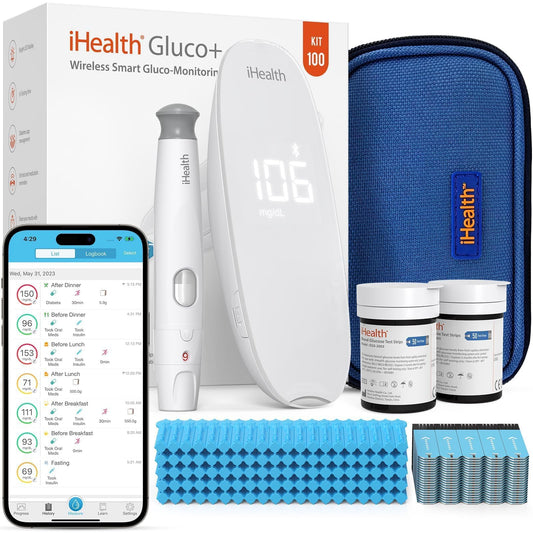 iHealth Gluco+ Wireless Smart Blood Glucose Monitor Kit with Free App