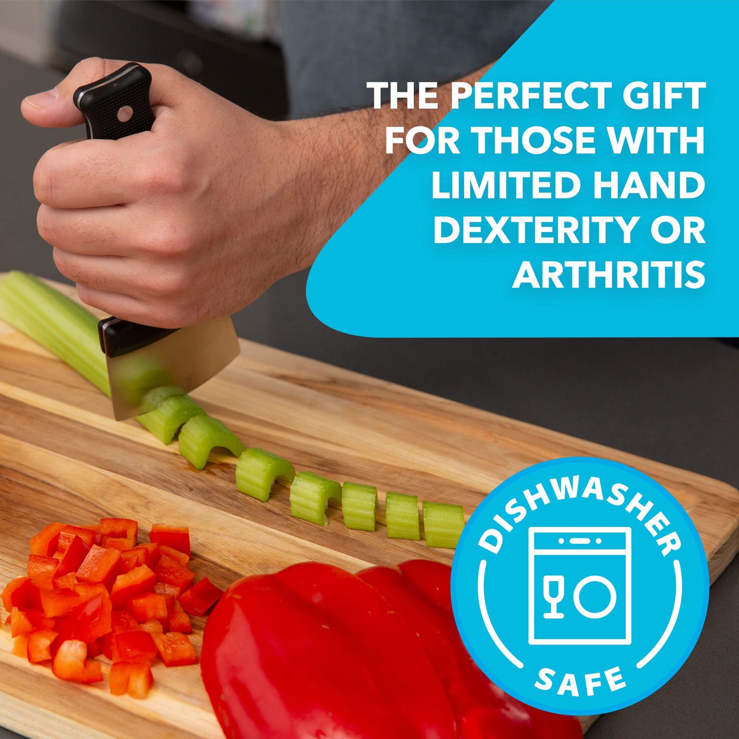 Extra Sharp Rocker Knife for One Handed Cutting -