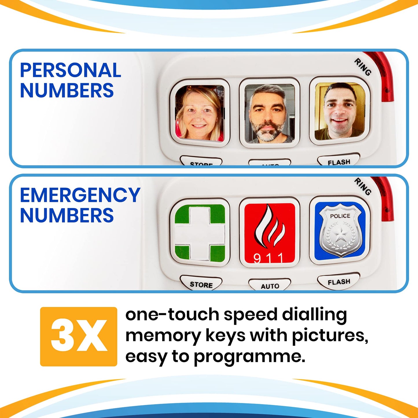 Big Button Phone for Seniors - Corded Landline Telephone - One-Touch Dialling for Visually Impaired - Amplified Ringer with Loud Speaker for Hearing Impaired, Ergonomic Non-Slip Grip