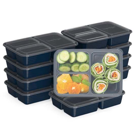 3-Compartment Containers - Microwave, Freezer, Dishwasher Safe