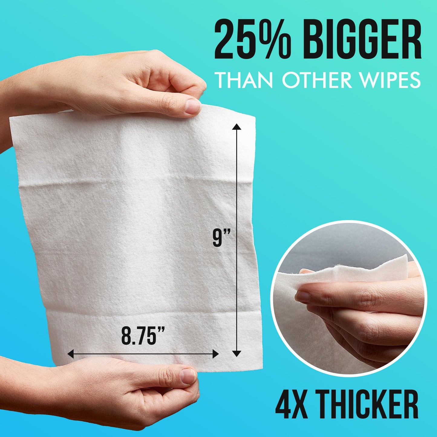 Extra Large Bath Wipes for Adults Bathing No Rinse - 80 Disposable Body Cleansing Wipes for Men, Women & Elderly - Great for Gym, Camping, Post Surgery - Shower Wipes