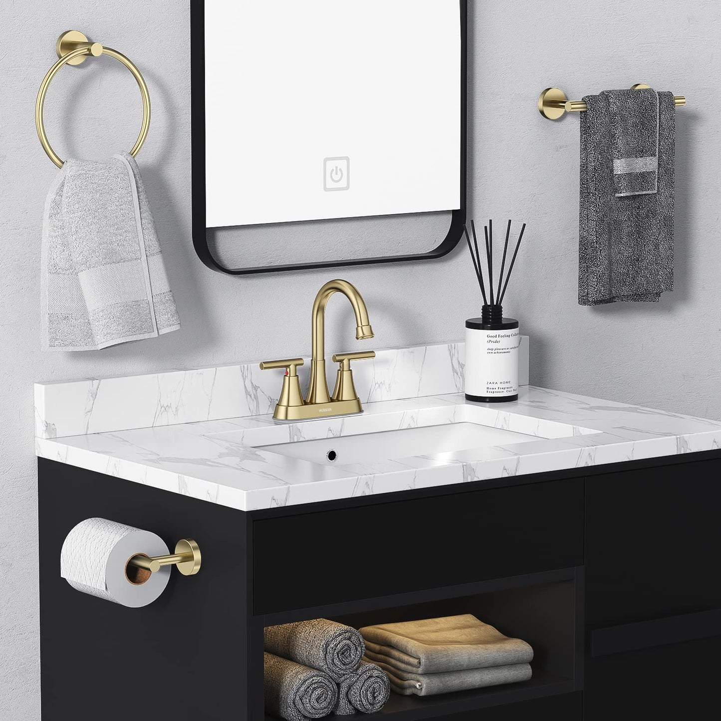 Brushed Gold Bathroom Sink Faucet