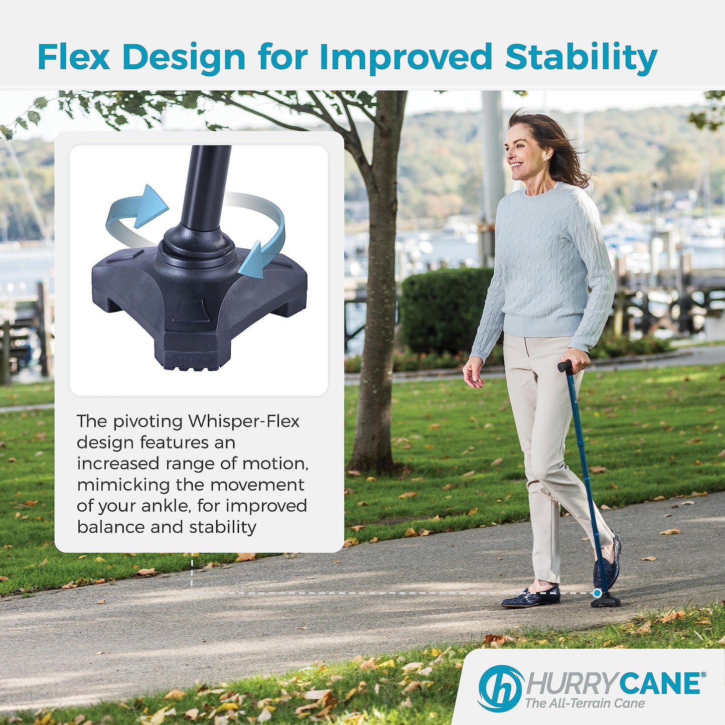 HurryCane HCANE-BK-C2 Freedom Edition Foldable Walking Cane with T Handle, Original Black