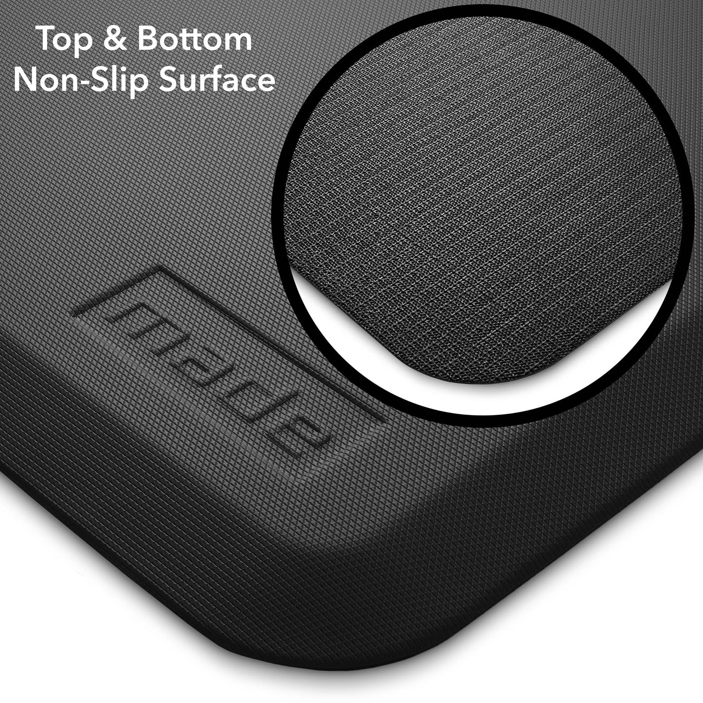 Made Medical 73" x 24" Bedside Non-Slip Fall Mat for Elderly - Fall Prevention Anti-Skid Pad with Beveled Edge Anti-Fatigue Floor Mat, Black