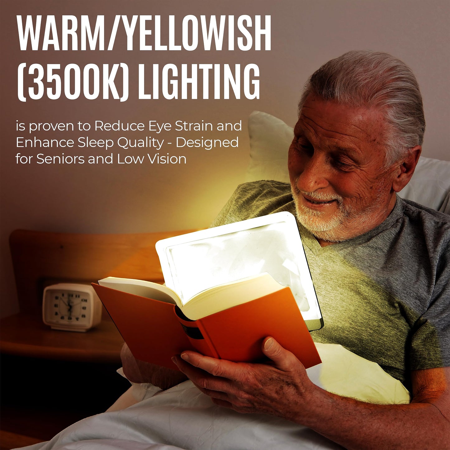 5X Large LED Page Magnifier for Reading with 3 Color Lighting Modes & Anti-Glare Lens