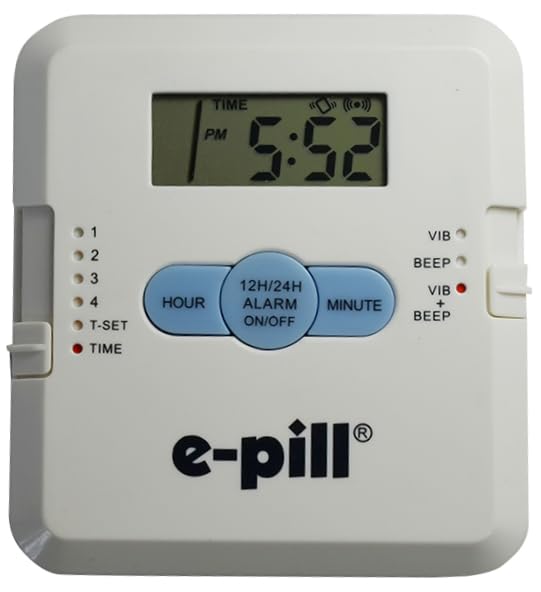 e-Pill 4 Alarm Pocket Pill Organizer and Medicine Pillbox with Pill Reminder - Vibrates and/or Beeps - Fits in Shirt Pocket