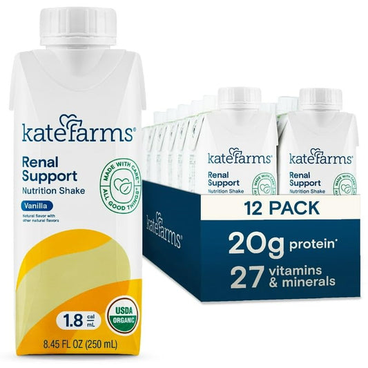 KATE FARMS Organic 1.8 Renal Support Shake, Specialized Dialysis Nutrition Support