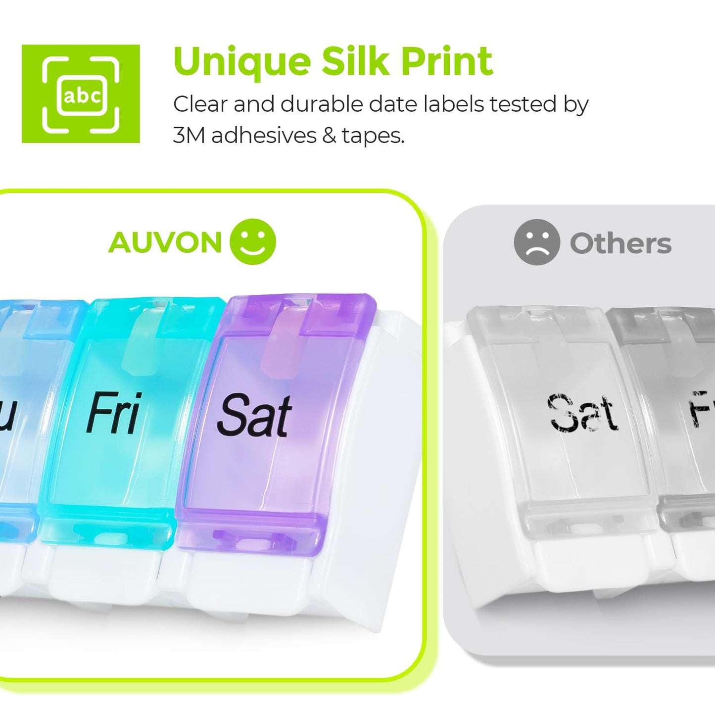 AUVON Weekly Pill Organizer Arthritis Friendly,