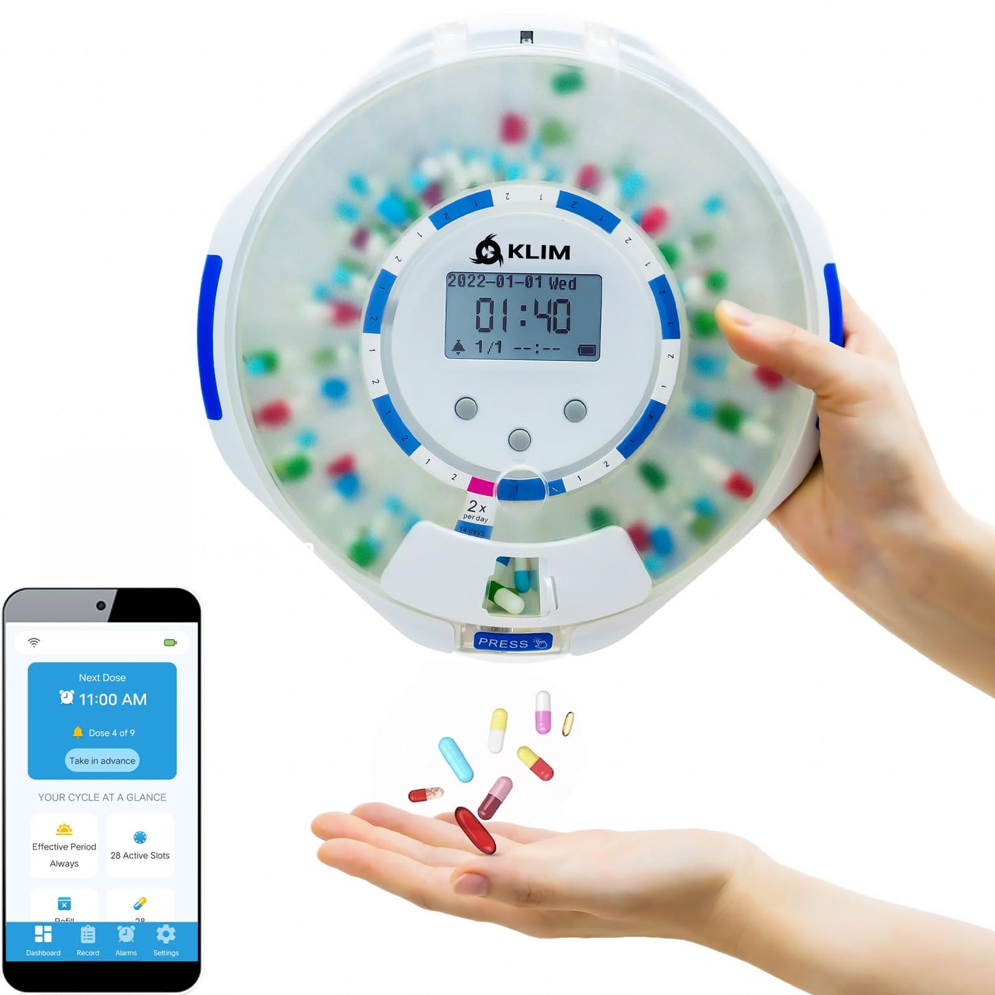 Smart Pill Dispenser Machine with Alarm + WiFi App Monitoring