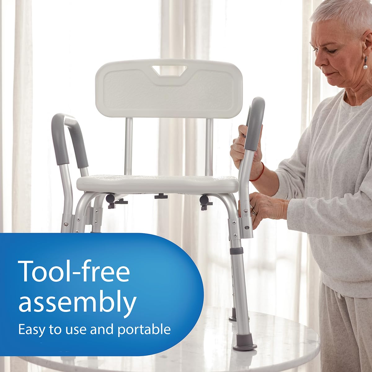 Shower Chair Seat with Padded Armrests and Back |