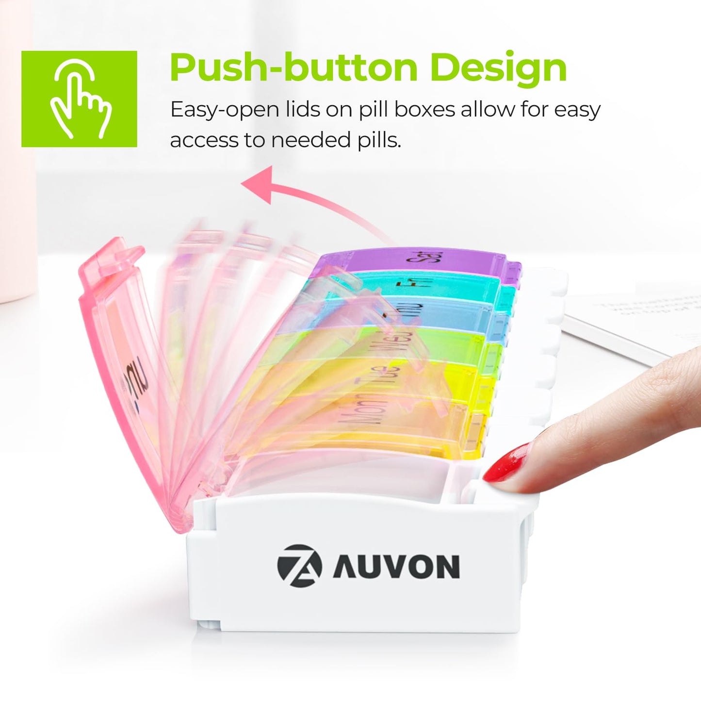 AUVON Weekly Pill Organizer Arthritis Friendly,