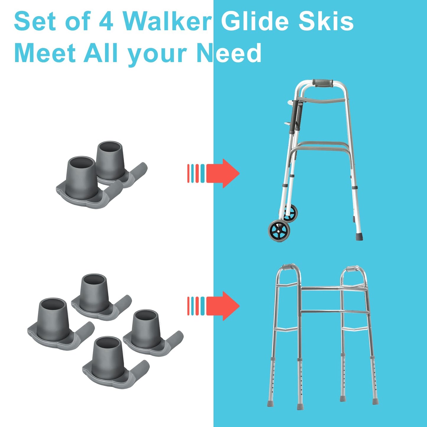 Walker Skis Glides for Folding Walkers