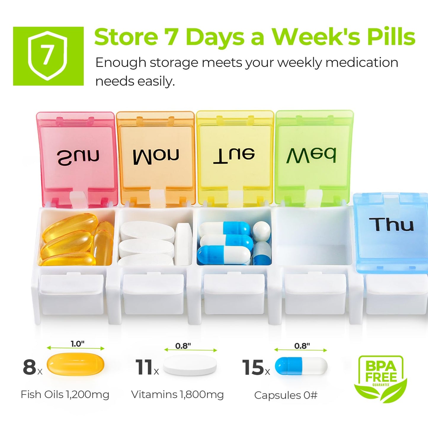 AUVON Weekly Pill Organizer Arthritis Friendly,
