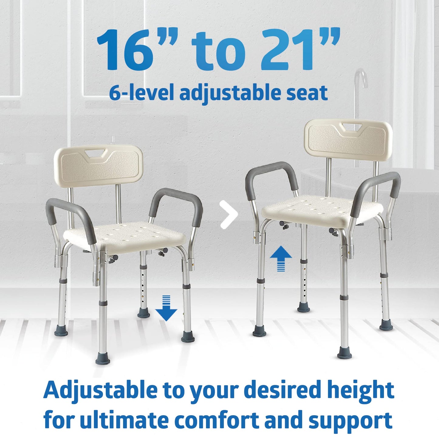 Shower Chair Seat with Padded Armrests and Back |