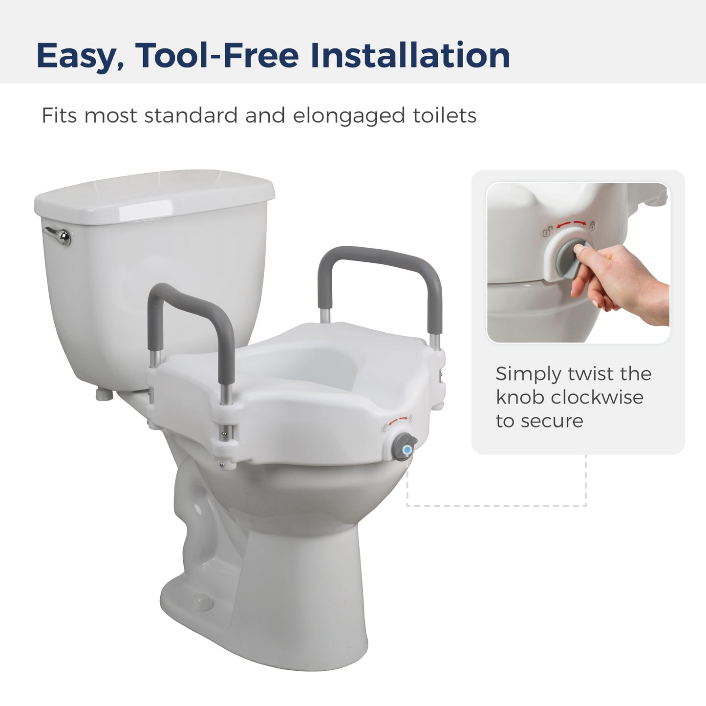 2-in-1 Raised Toilet Seat with Removable Padded Arms