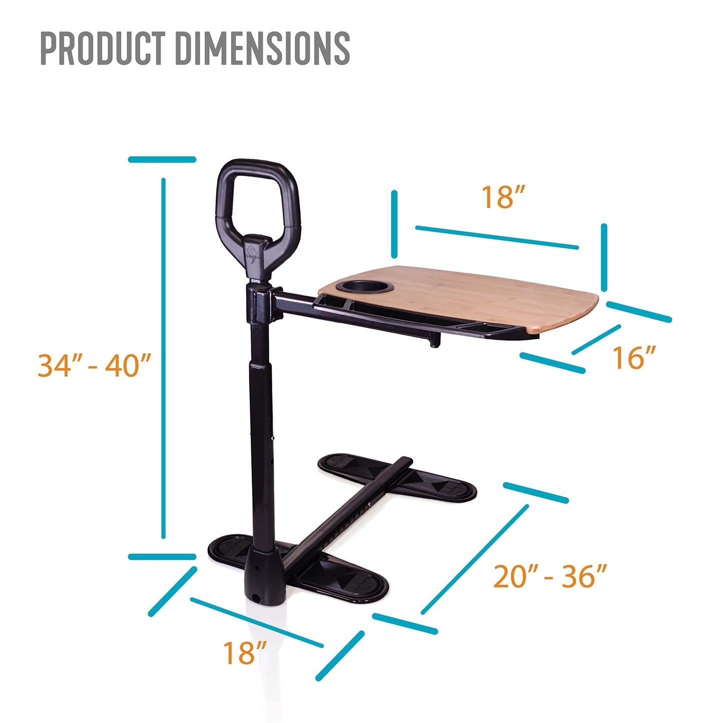 Able Life Able Tray Table, Adjustable Bamboo Swivel TV and Laptop Table