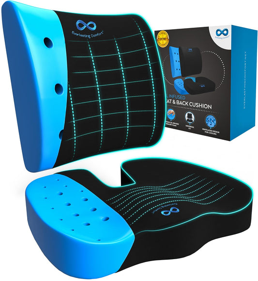 Lumbar Support & Office Chair Cushion Combo (Gel Memory Foam)