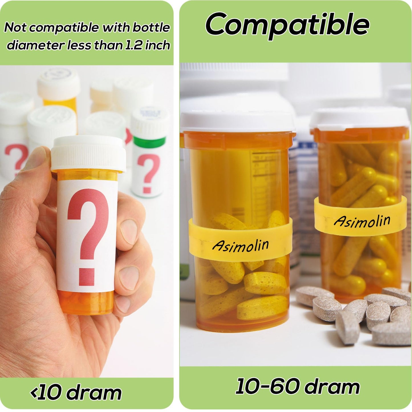 Reusable Medicine Bottle Label (18 pcs, 3 sized, for easy medication identification)